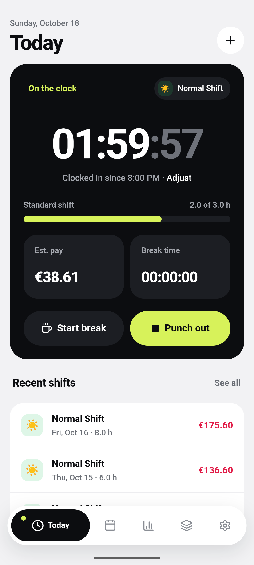 ShiftWise Live Screen